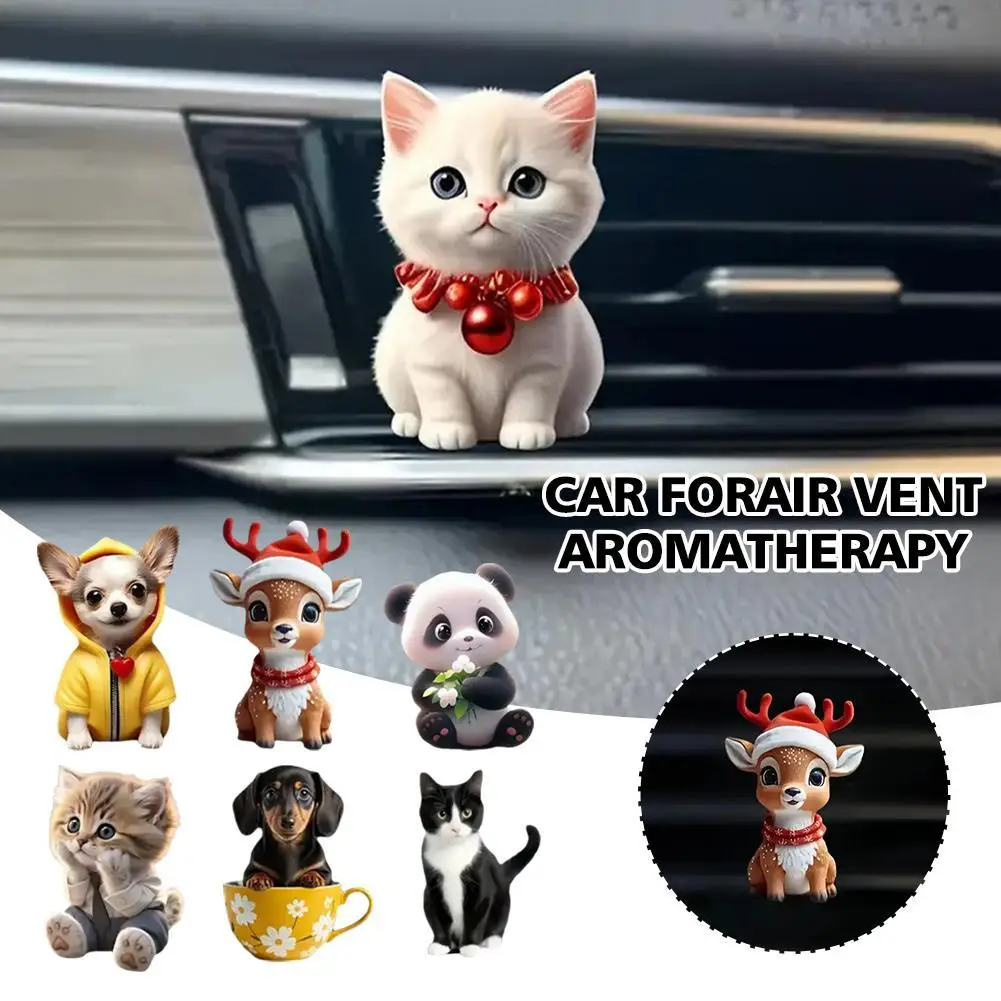 Cute 2D Acrylic Cat Air Vent Clip Car Freshener Aromatherapy Diffuser Perfume Clip For Auto Interior Decoration