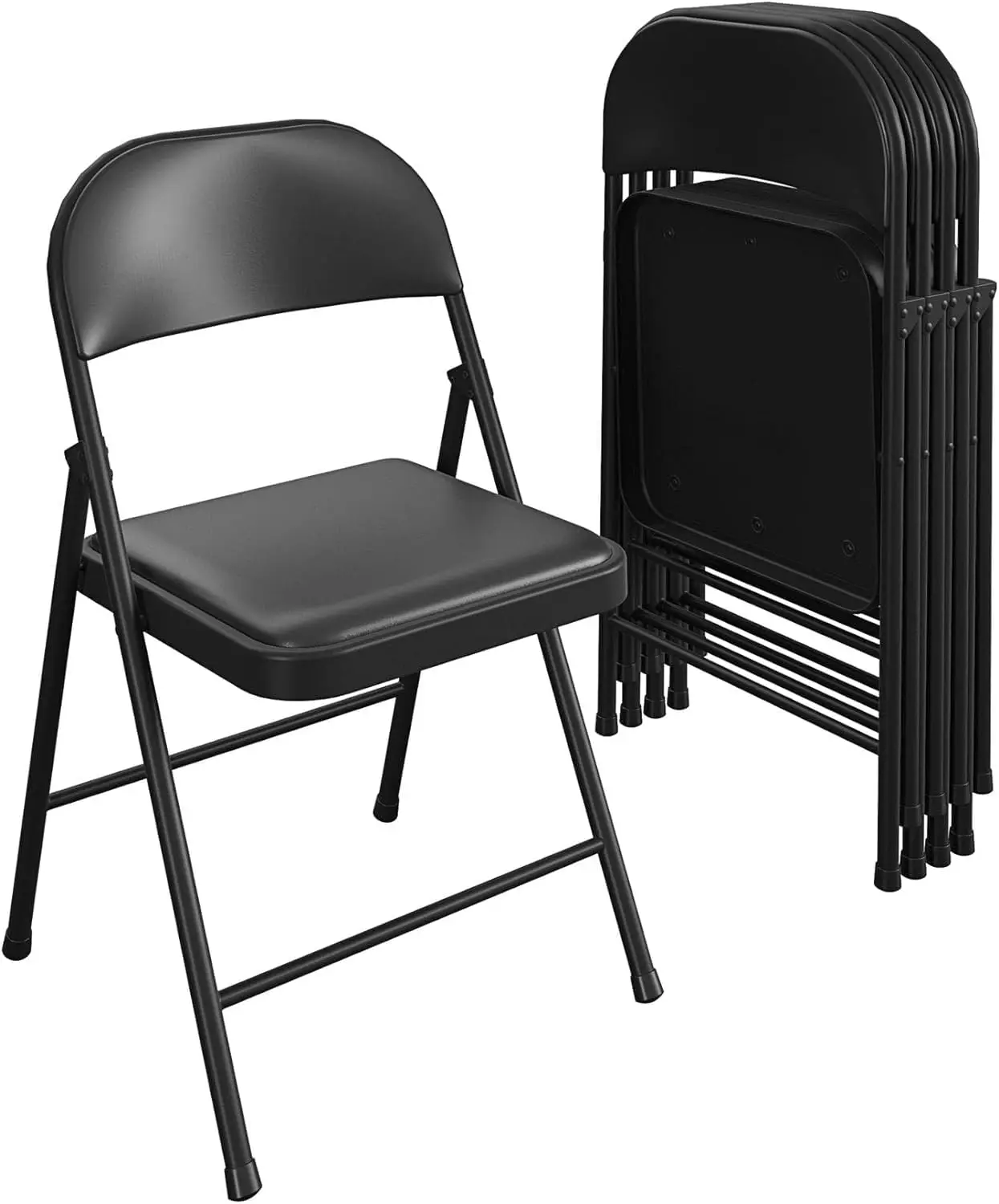 

4-Pa Vinyl-Padded Chair 30"" Metal Folding Steel Chairs Double Hinged Chair 4 Pa For Garden Office Meeting Party Patio, Set Of