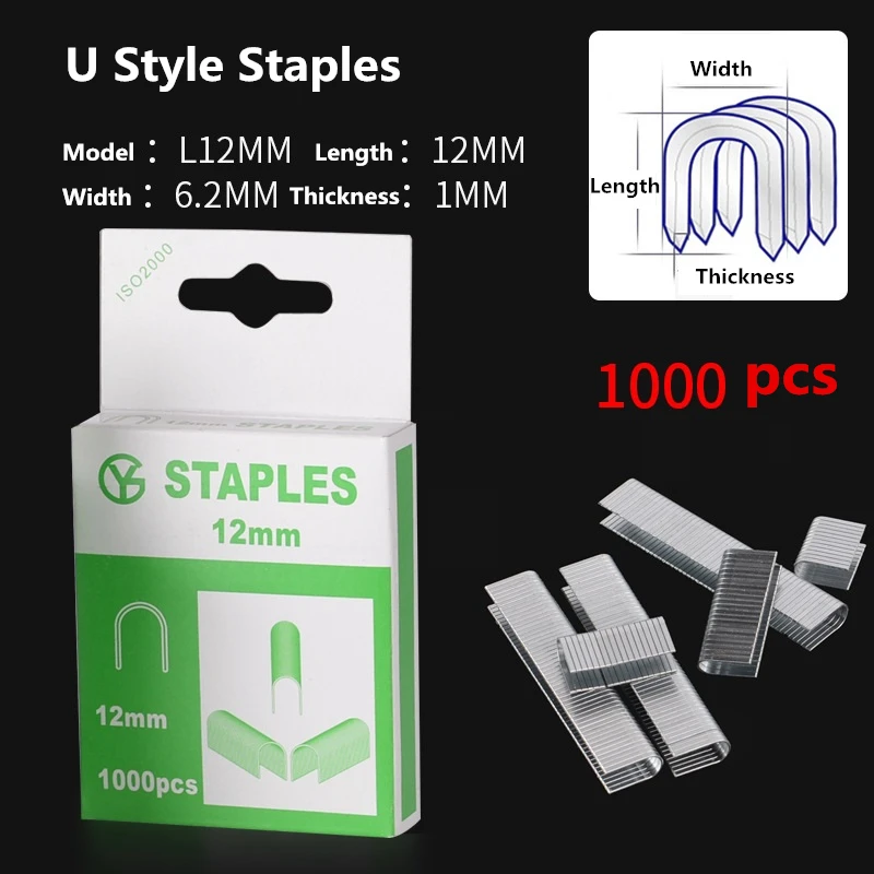 1000pcs ∩-Shape Gate Staples Suitable For 3 In 1 Heavy Stapler Manual Nail Gun Furniture Wood Door Upholstery Framing Desk Rivet