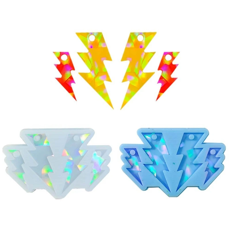 Holographic-Resin Molds Lightnings Silicone Mold for Epoxy Casting DIY Lightnings Pendant Decoration Mold Jewelry Tools