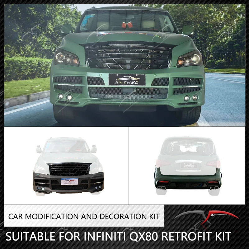 Suitable for Infiniti QX80 resin fiber front bumper assembly, rear bumper assembly modification air kit decoration