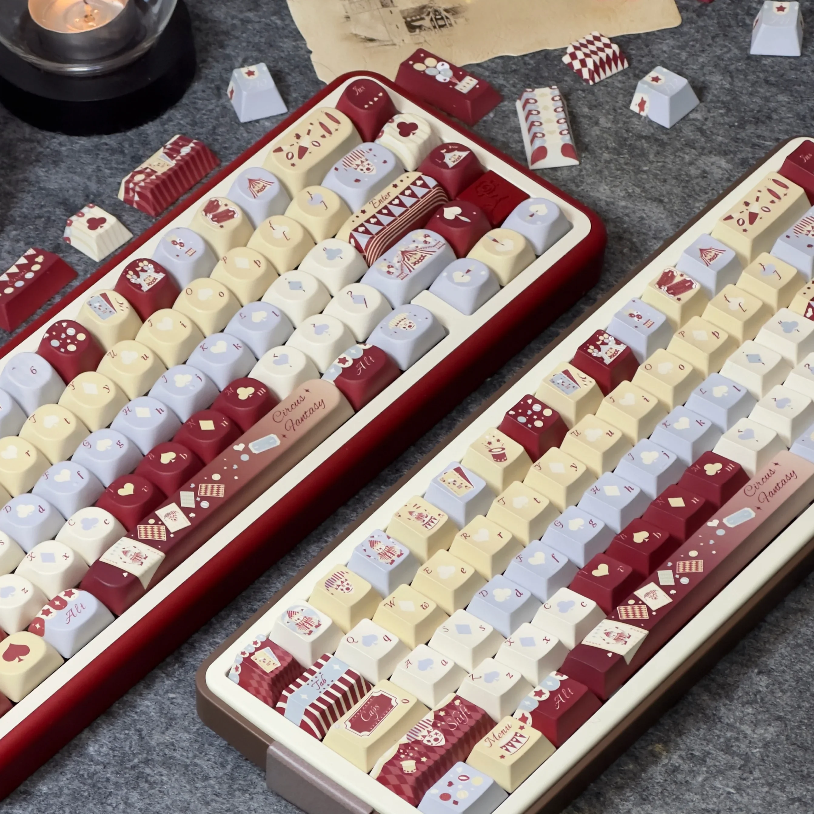 

Circus Theme Keycaps Set PBT Sublimation Keyboard Caps Customized SO Cherry Profile Keycaps for Mechanical Keyboard Accessories