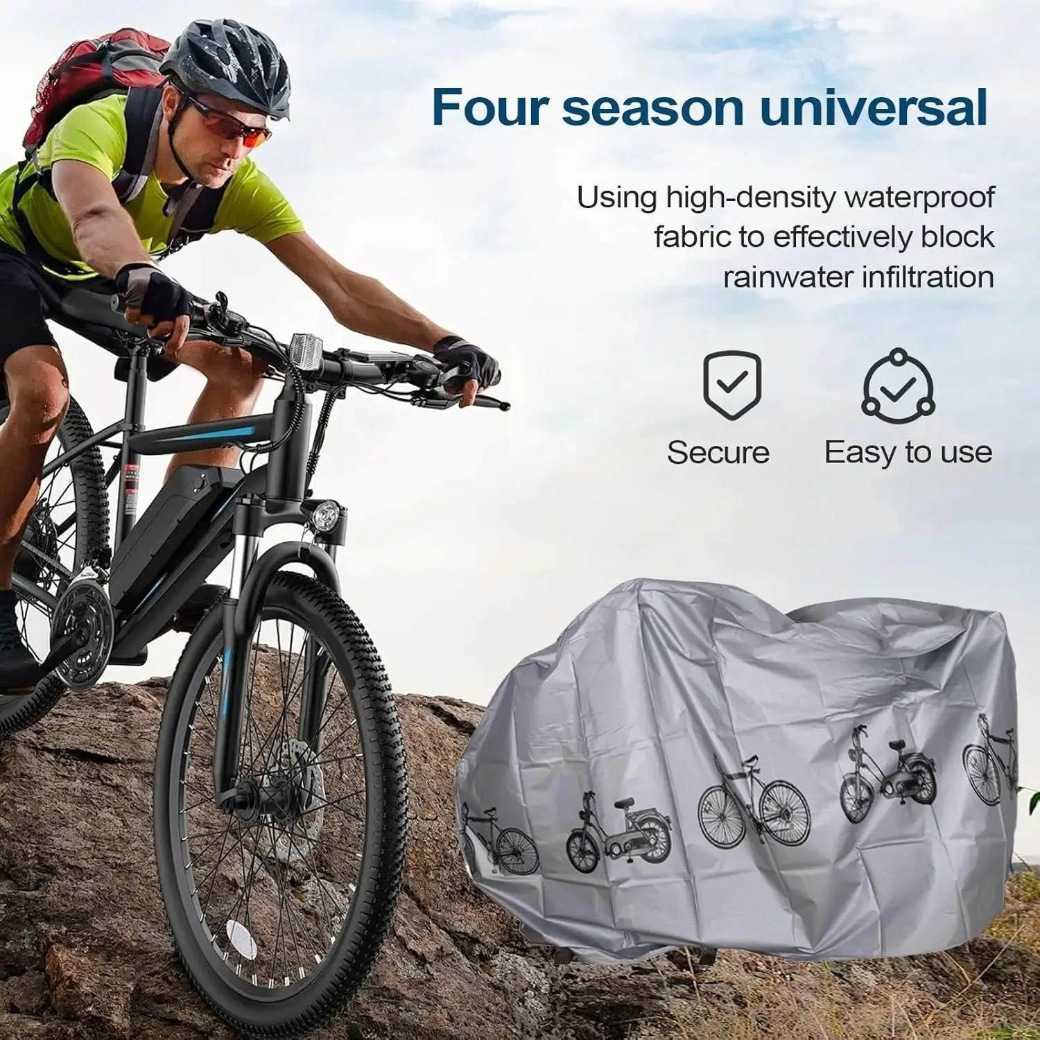 DOMEN Fahrradabdeckung Sonnenschutz Outdoor Wasserdicht für Fahrräder Regenschutz Fahrradabdeckung Multifunktionale Elektrofahrzeugabdeckung – Detail 6