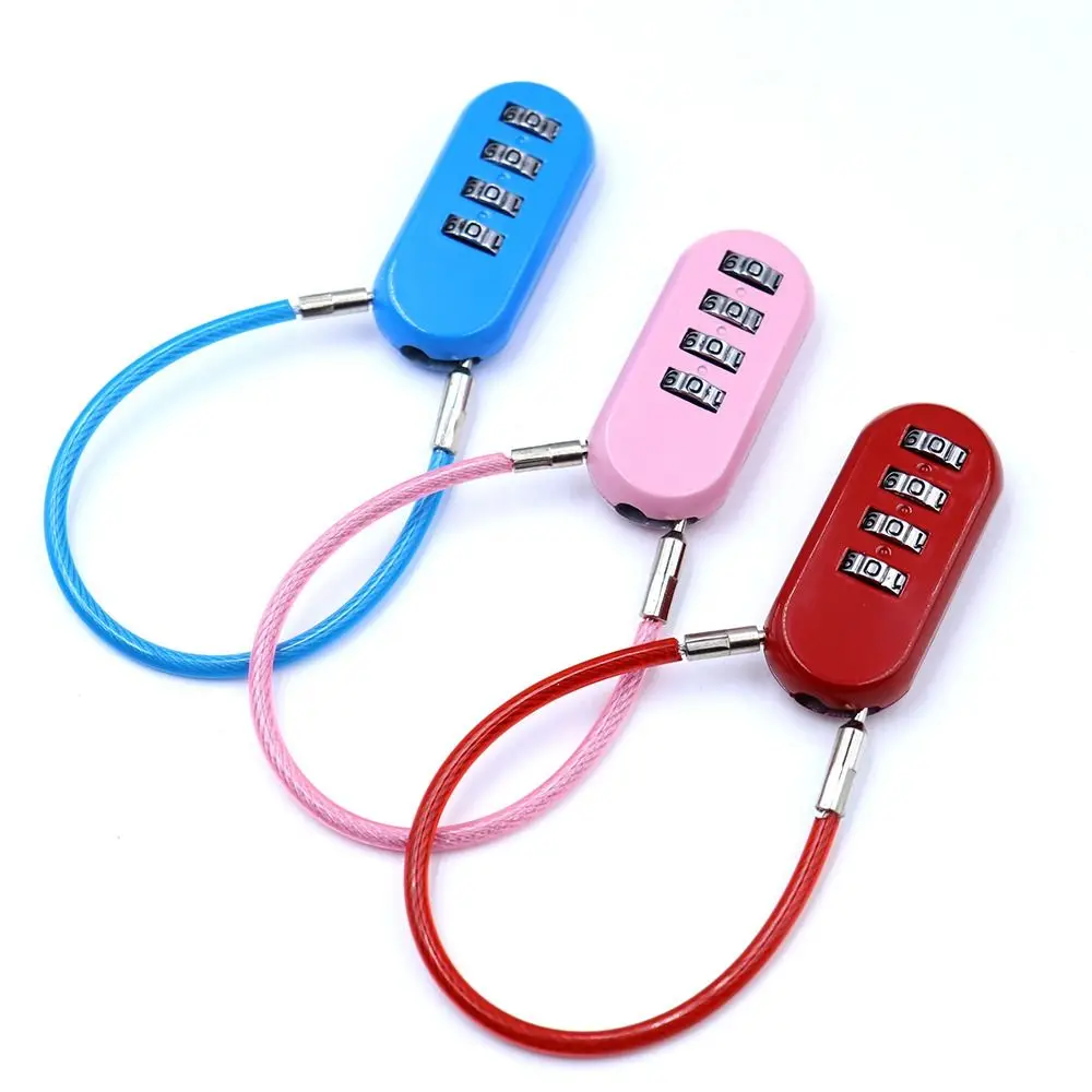 Zinc alloy 4 Digit Password Lock Anti-theft Padlock Backpack Zipper Lock Wire Rope Luggage Combination Lock for Home&Travel