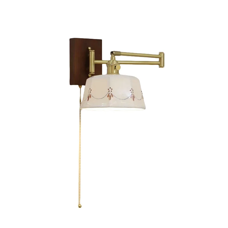 

Japanese retro brass glaze, bedroom bedside staircase corner, mural background wall wall lamp