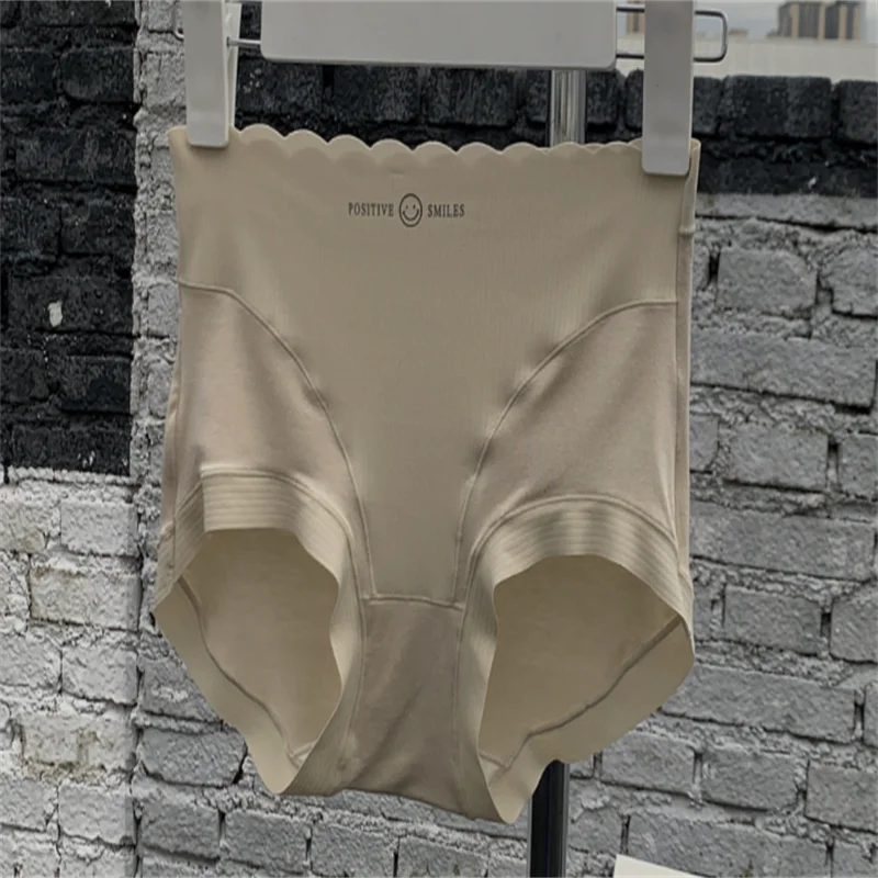 

High waisted abdominal underwear for women with silk wrapped buttocks and seamless breathable triangle underwear