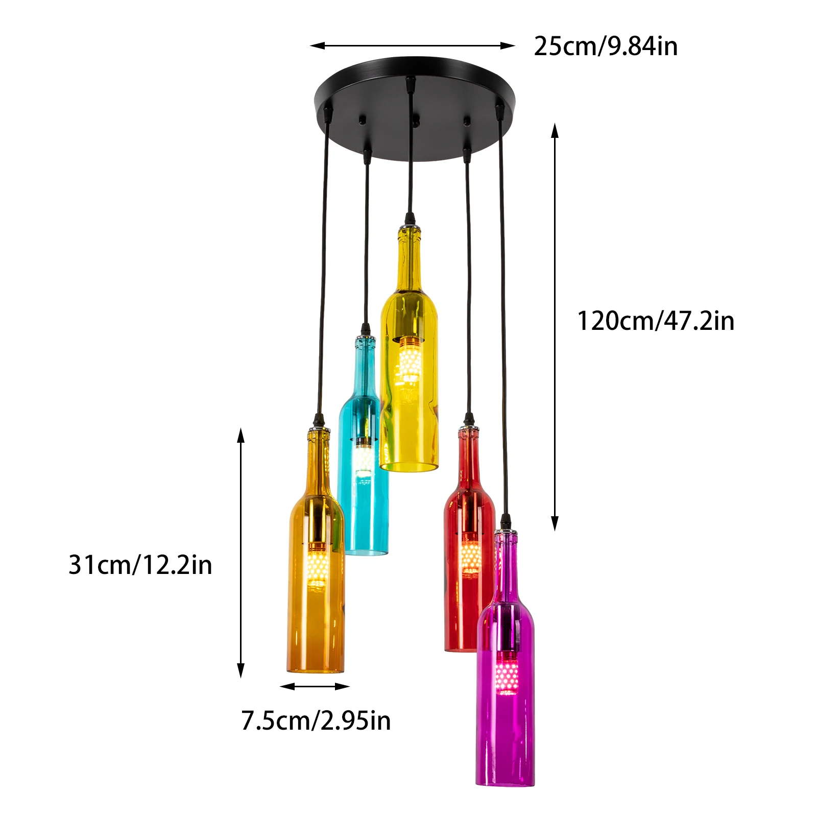 Candelabro de cristal de 5 cabezas, botella de cerveza colorida, candelabro decorativo para comedor