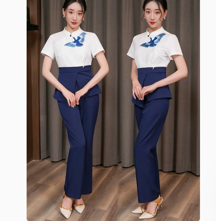 Vêtements de travail d'esthéticienne pour filles, nouveaux vêtements de massage pour hôtel de massage des pieds, ensemble de costumes de technicien de club de spa de santé de bain de pieds haut de gamme