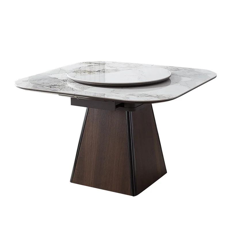 

Nordic solid wood rock slab dining table household retractable folding multi-functional stretching square small apartment dining