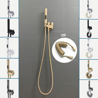 Brushed Gold Toilet Cleaning Bidet Spray Set High Pressure Handheld Dual Outlet Sprayer Bathroom Shower Head Anal Irrigator
