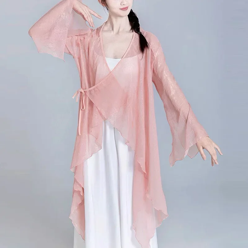 Chinese ancient style new white snake dance clothes elegant gauze clothes classical dance  stage clothes rhyme