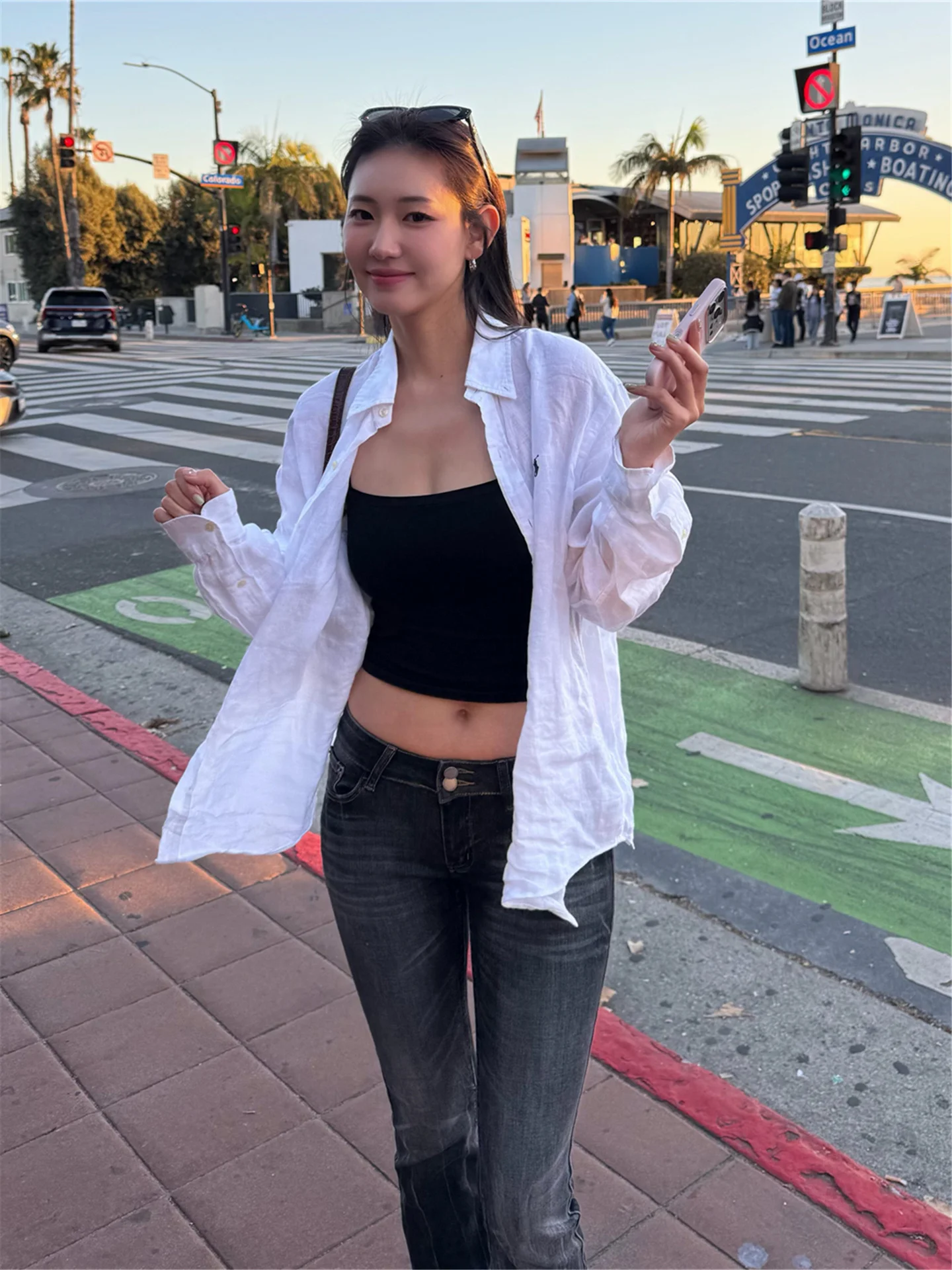 

Retro American Millennium Hot Girl Low Waist Black Bell Bottom Jeans Women's Slimming Straight Leg Pants