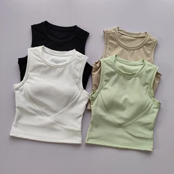 Traje de Yoga con tirantes, chaleco con almohadilla para el pecho, Sujetador deportivo para mujer, ropa para correr, Top ajustado y adelgazante para Fitness