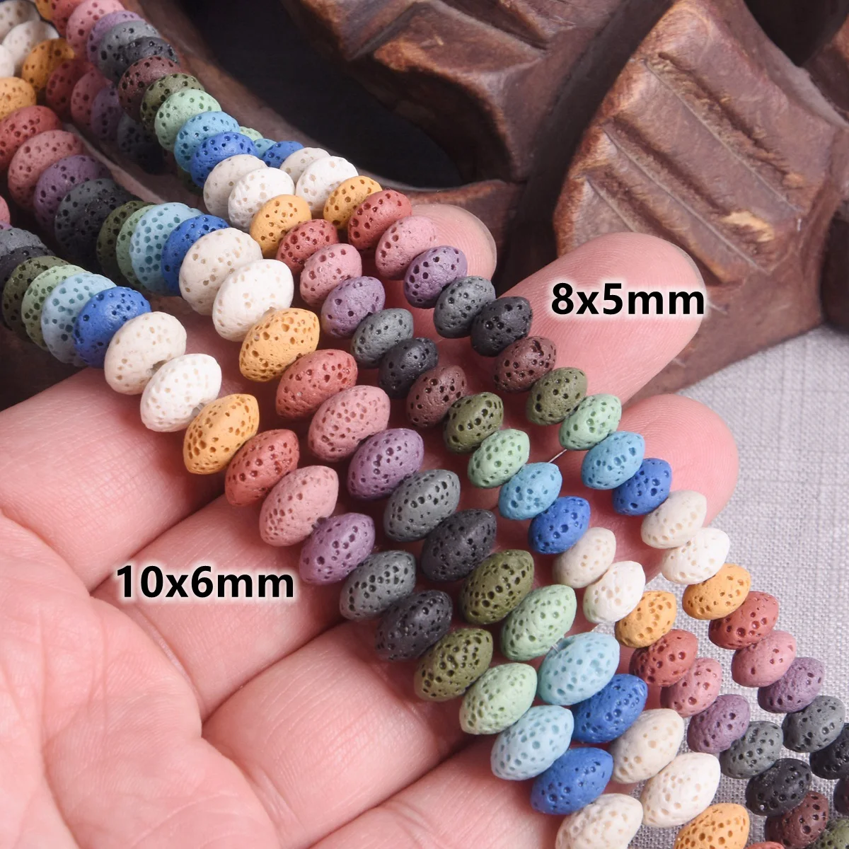 1 Strand Natural Volcano Lava Stone 5x8mm 6x10mm Rondelle Crafts Beads Lot For Jewelry Making DIY Bracelet Findings