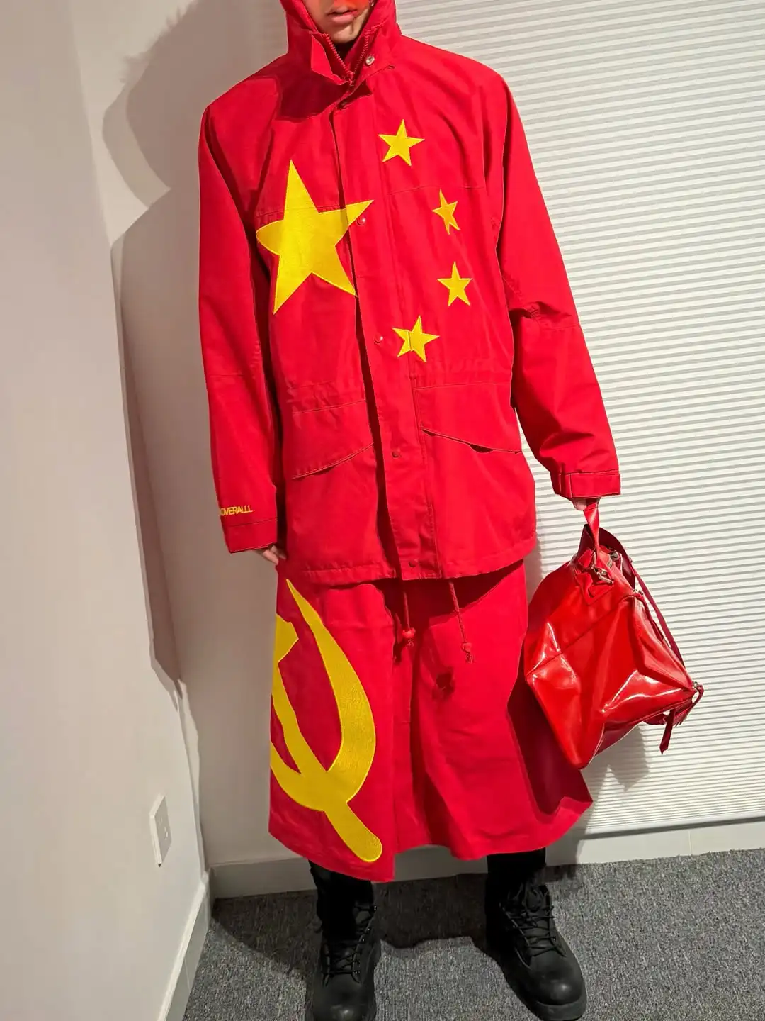 China Racing Suit Set Women Red Hoodie Contrastingy Loose All Embroider Two-piece Set Jacket Wide Leg Sports Pants