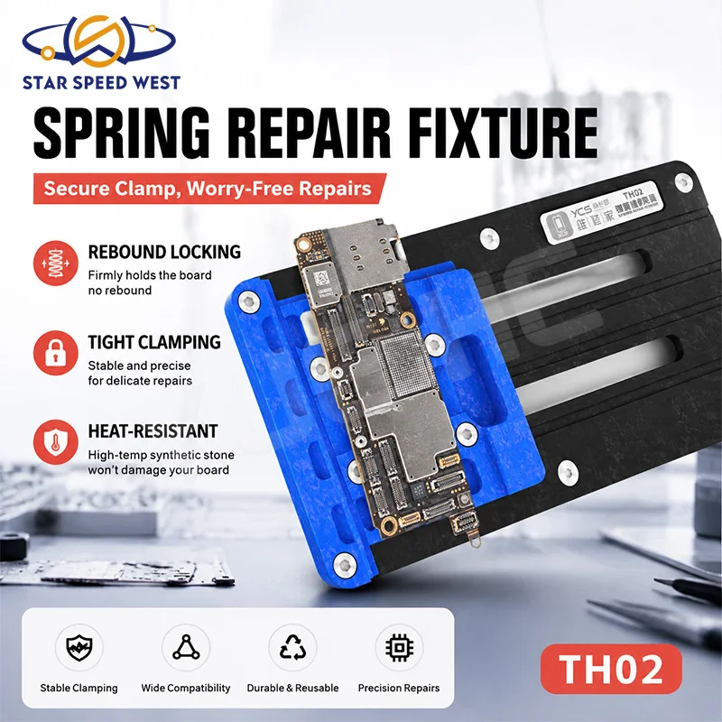 YCS TH02 Spring Repair Fixture Rebound Locking Tight Clamping Heat Resistant Non Slip Base for Mobile CPU Motherboard Repair