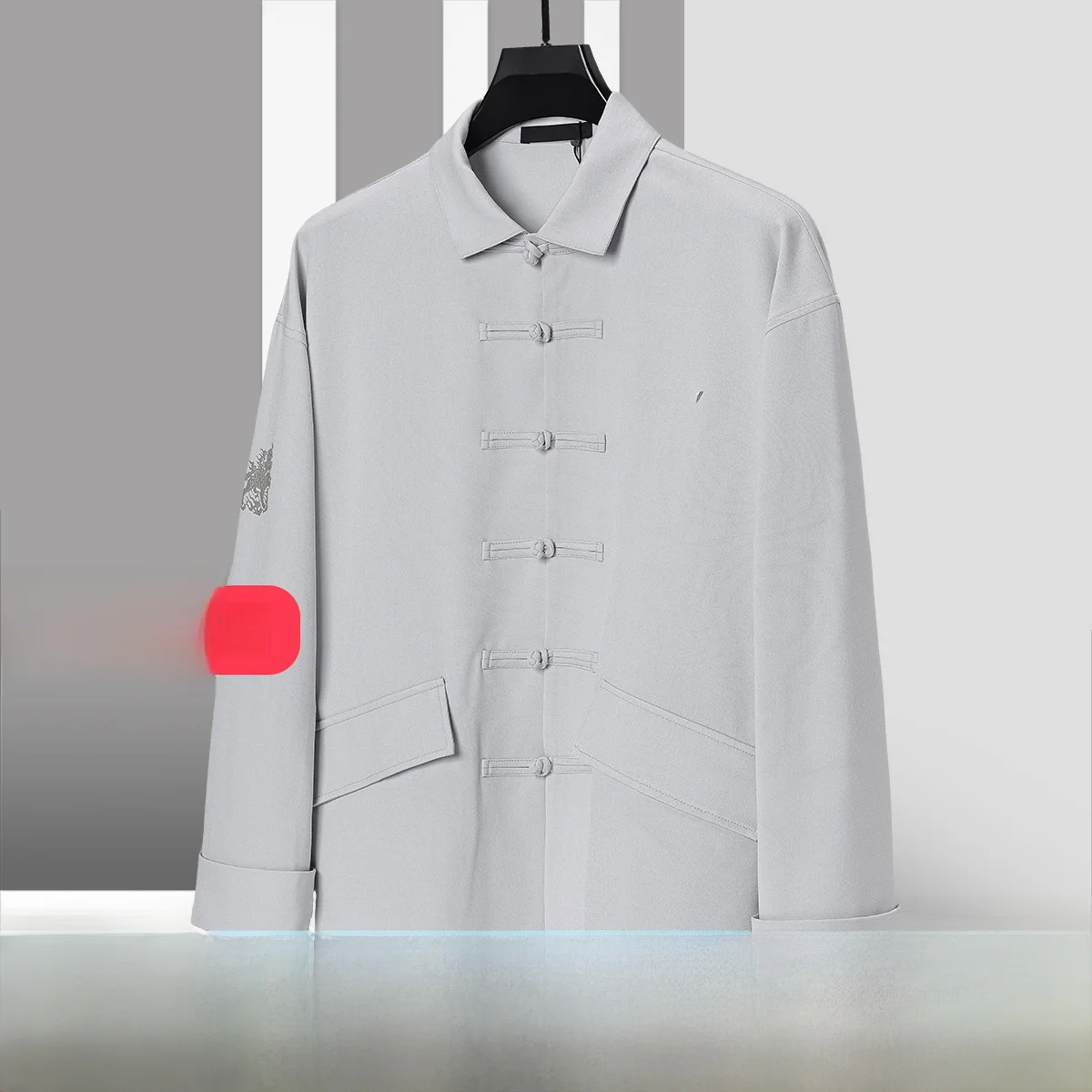 

Мужская традиционная китайская куртка с одной пуговицей, отложным воротником, из смесового полиэстера и вискозы, для весны и осени