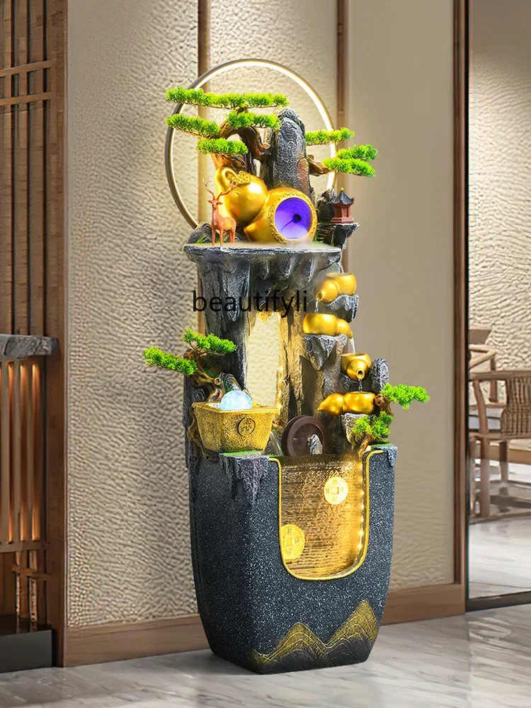 Rockery Flowing Water Ornaments Gourd Fountain Landscape Circulating Water Living Room Entrance Floor Fengshui Wheel Gift