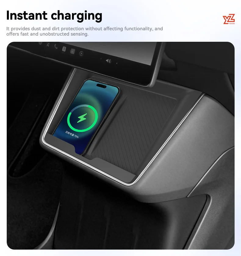 YZ für Tesla Model Y Standard Juniper RWD 2026 2025 Mittelkonsole Untere TPE-Aufbewahrungsbox Ladepad-Organizer Auto-Zubehör – Detail 10