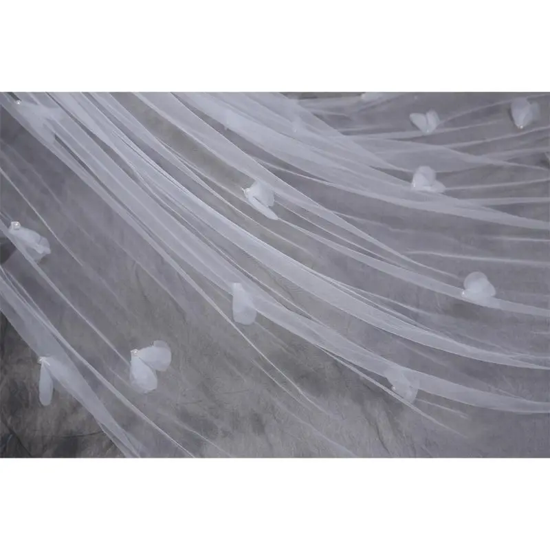 Tulle Wedding Dress Veils White Flowers Multi Layer Super Long Brid