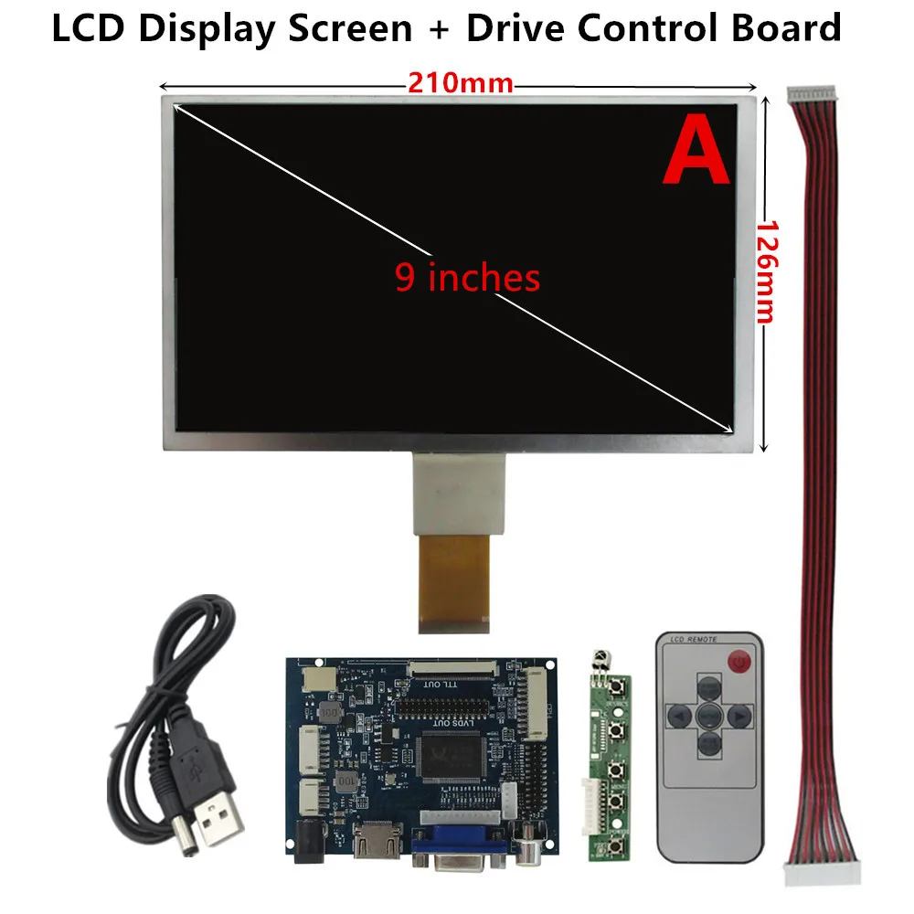 9 Inch 1024*600 16:9 LCD Display Screen Universal DIY Driver Control Board For Raspberry Pi Banana Pi PC Portable Monitor