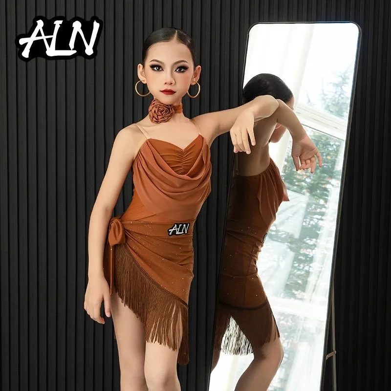 

Brown Latin Dance Dresses Woman Line Dance Dress Latin Costumes Competition Stage Costume Latin Dance Women ́S Dresses