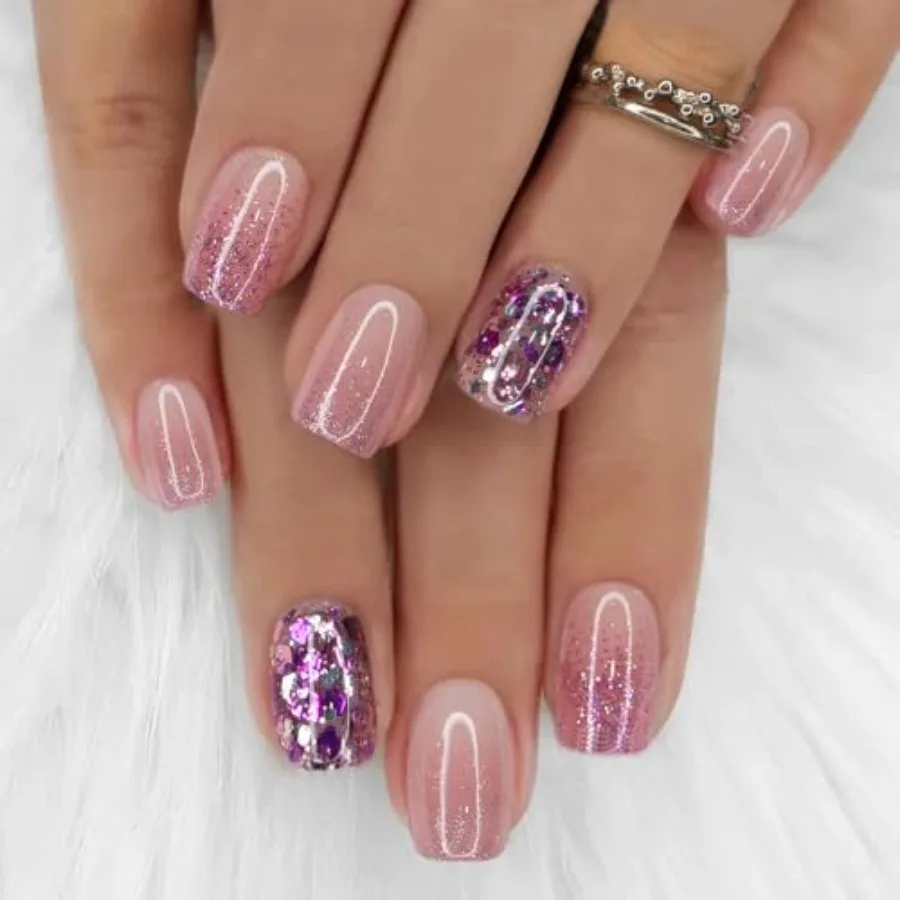 

Medium Press on Nails Square, Multicolor 30PCS Reusable Acrylic Fake Nail Tips Design Stick On Nails Glue On For Women