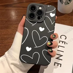 Black Love Hearts Luxury Phone Case For Samsung Galaxy S25 S24 S23 S22 S21 S20 Note20 FE Plus Ultra 4G 5G Soft Silicone Cover