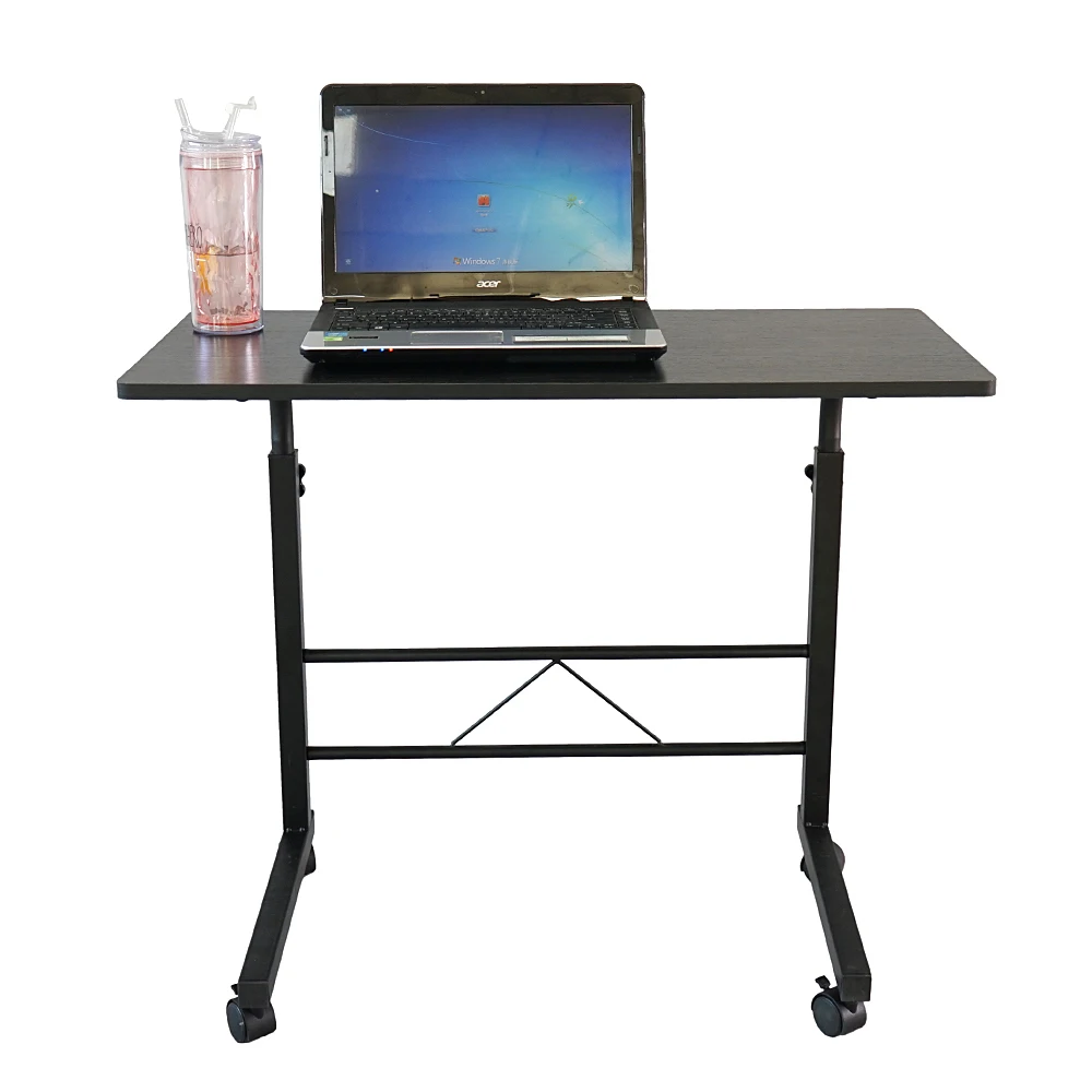 Bureau d'Ordinateur Portable Réglable avec Roulettes, Table d'Appoint pour le Bureau à Domicile, Disponible en Noir