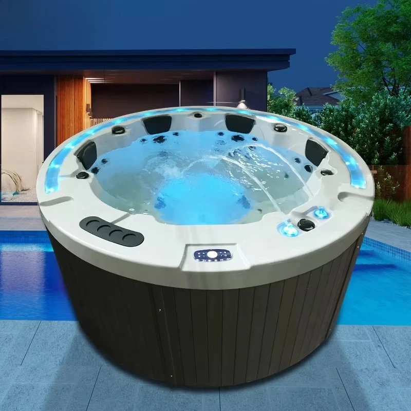 4 Person Round Acrylic Outdoor Massage Hot Tub Spa For 4 Adults Backyard Home Use