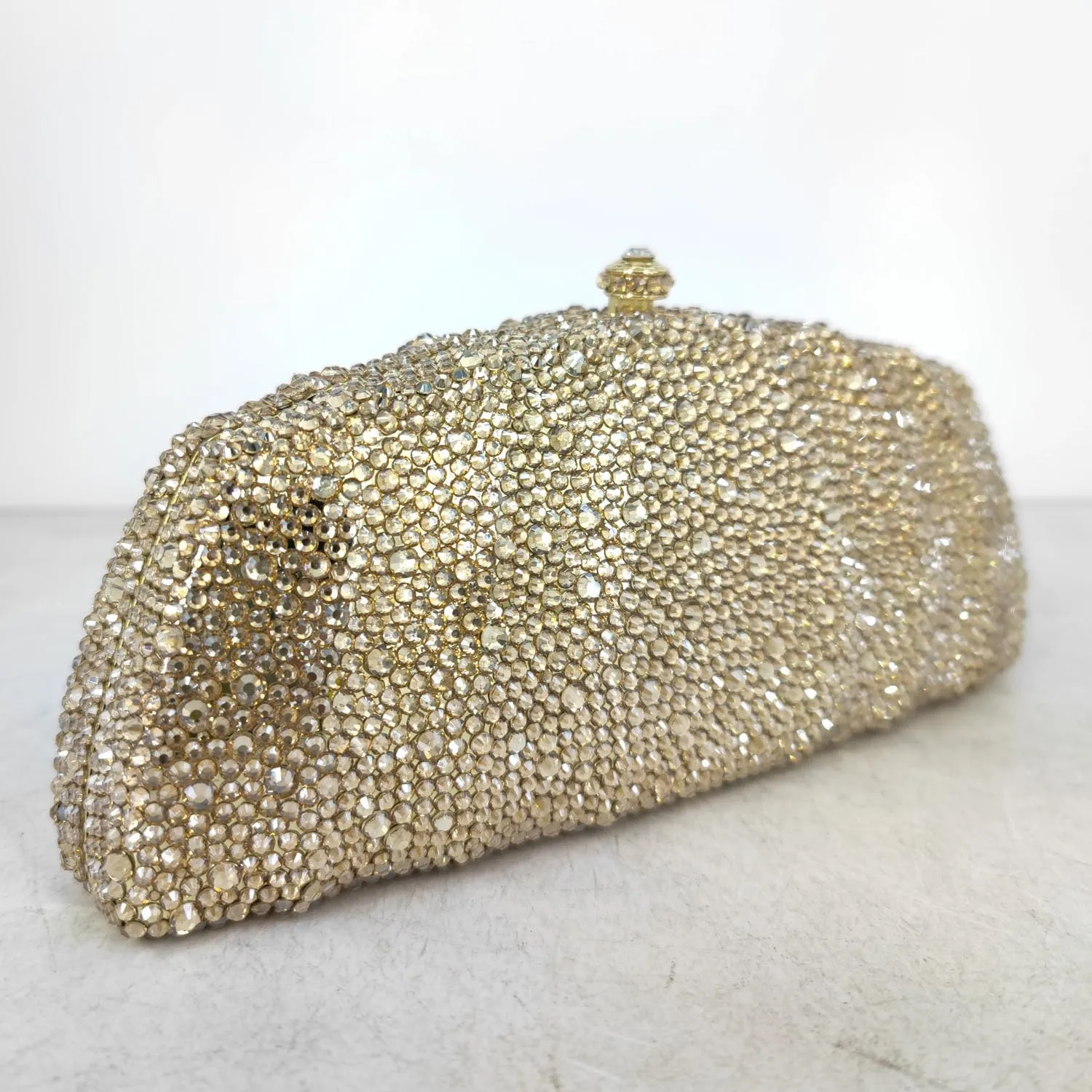 Boutique De FGG Elegant Women Gold Crytsal Clutch Bags Formal Party Evening Handbags Wedding Bridal Rhinestone Purses Bag