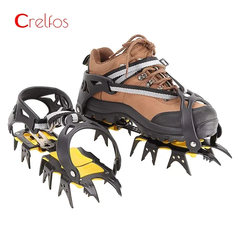 10/18 Teeth Ice Crampons Professional Anti-skid Ice Spikes Cleats Winter Snow Boot Gripper for Hiking Climbing Walking Shoes