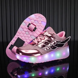 Sneakers Roller Shoes Outdoor Deformation Parkour Skates Dual-Use Children Girls Boys Adult Men Women Unisex Roller Skates
