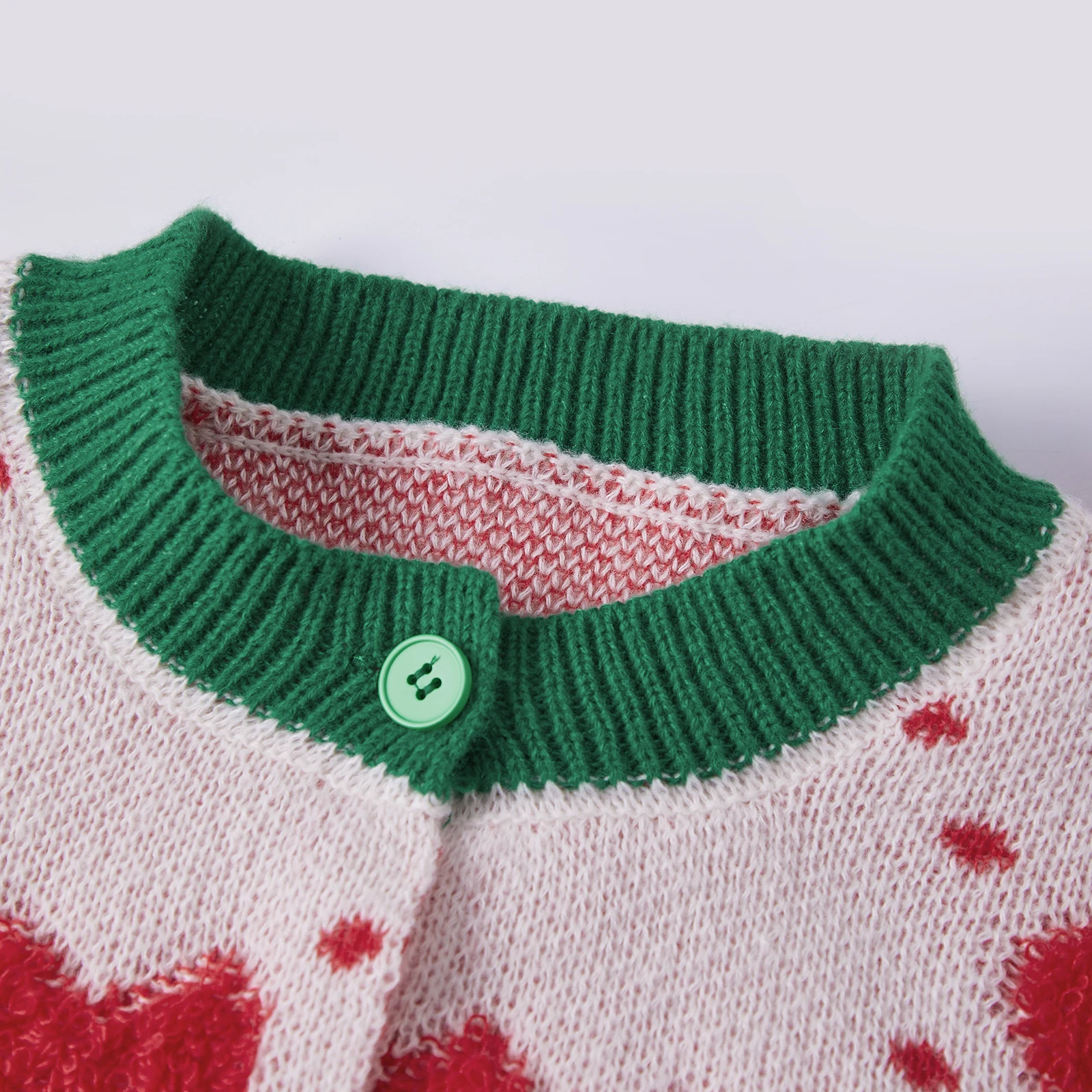 مجموعة المرأة المرقعة متماسكة سترة طويلة الأكمام زر إغلاق القلب الخريف سترة عادية سترة