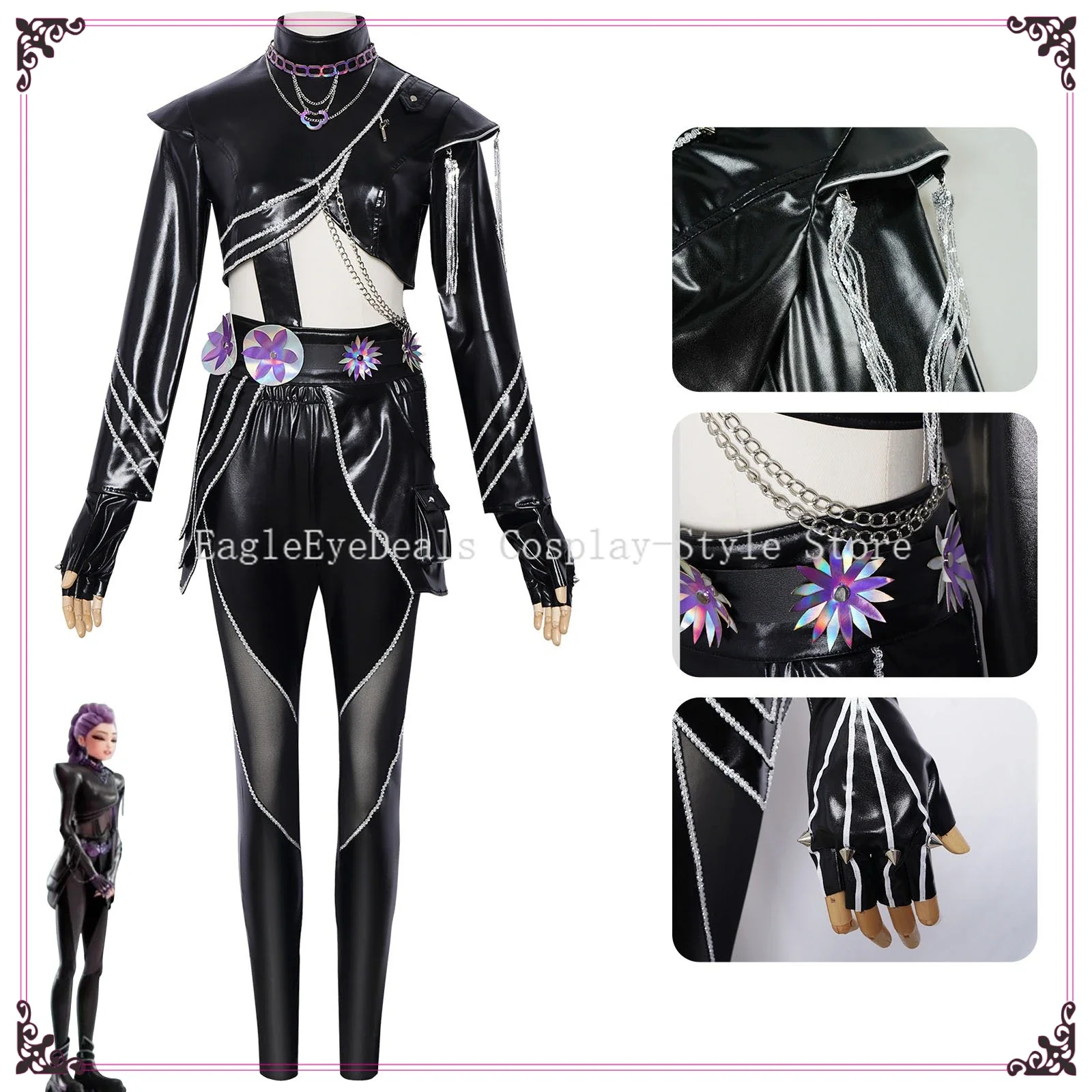 Disfraz de Cosplay de Kpop Demon Hunters Rumi Zoey Mira para niños, traje de batalla de cuero negro, pantalón para mujeres adultas, cinturón, guantes, fiesta de Halloween