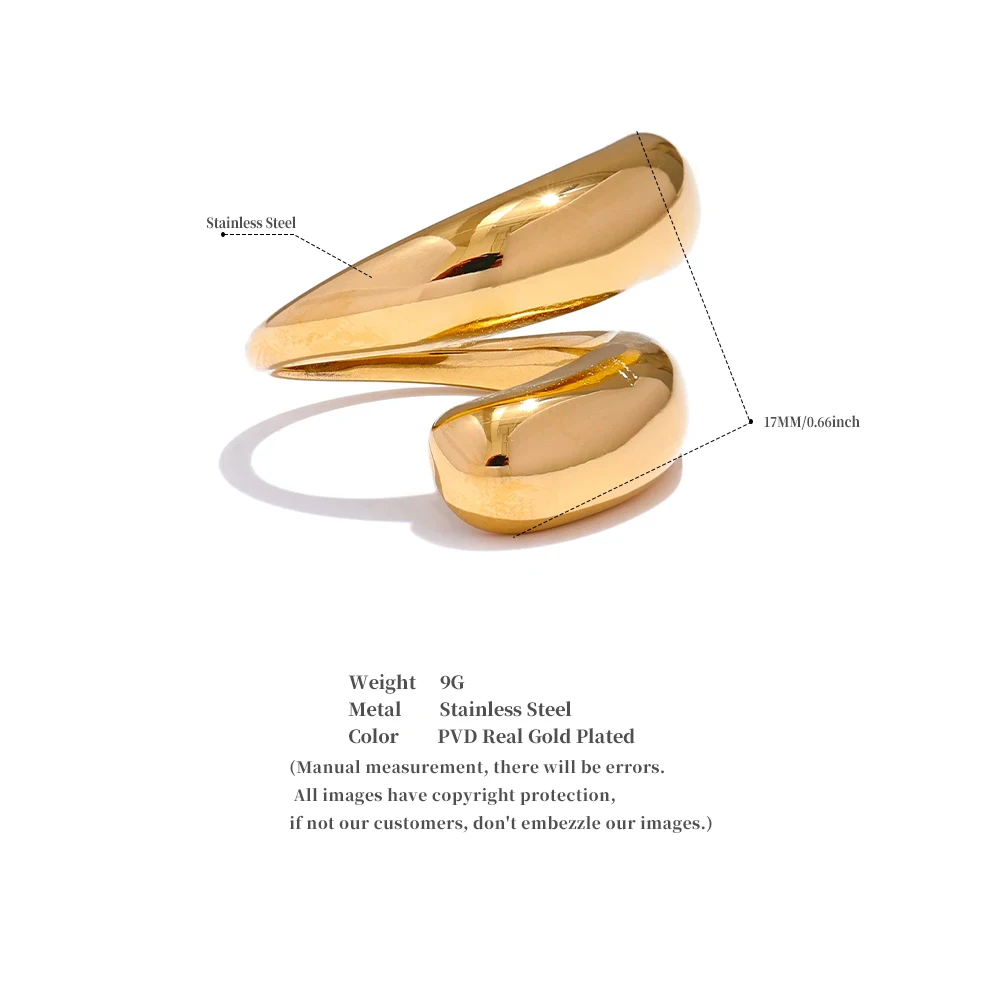 Yhpup Chic Einzigartiger, ungewöhnlicher Ring aus Edelstahl, wasserabweisend, 18 Karat PVD-beschichtet, schlicht, schlankes Metall, Modeschmuck, Bijoux-Geschenk – Detail 1
