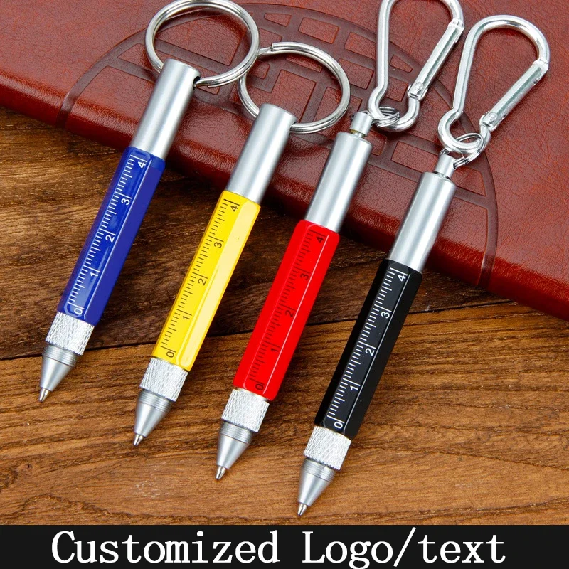 

Mini Multifunction Ballpoint Pen Stylus Tool Ball Touch Pen Screwdriver Metal Pen Keychain 6 In 1 Customized Logo Name Gift