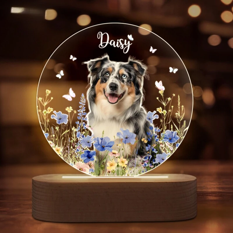 

Персонализированное светящееся украшение с изображением питомца, уникальный портрет питомца, светящаяся табличка, праздничный подарок для любителей кошек и собак, подарок на новоселье.