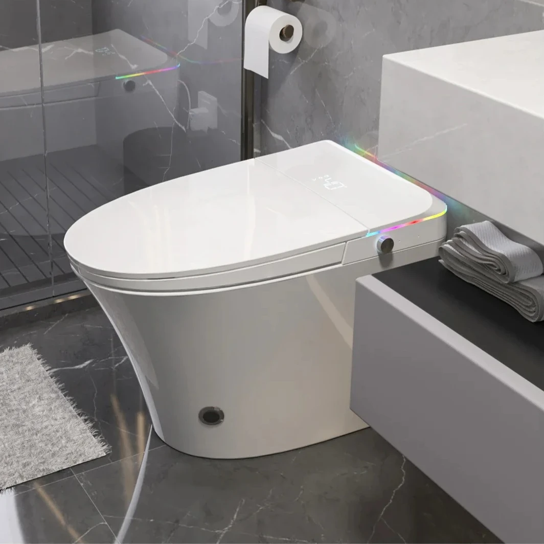 

Напольный автоматический смыв Интеллектуальный унитаз SanitaryWare Автоматический флип для ванной комнаты Керамические умные туалеты Умный унитаз