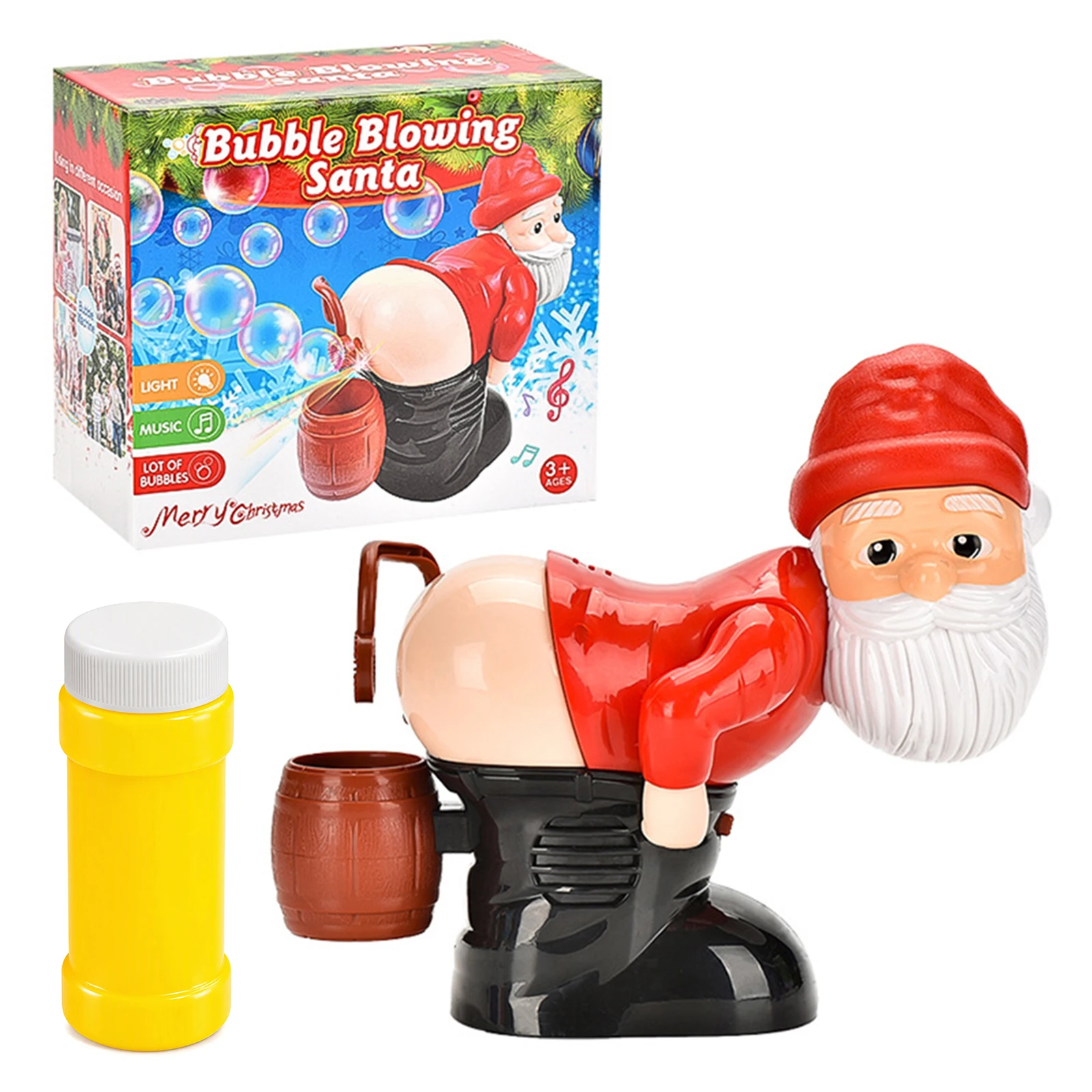 Christmas Santa Claus Bubble Machine with Music & Light Farting Soap Bubble Toy Electric Santa Butt Bubble Blower Xmas Kids Gift