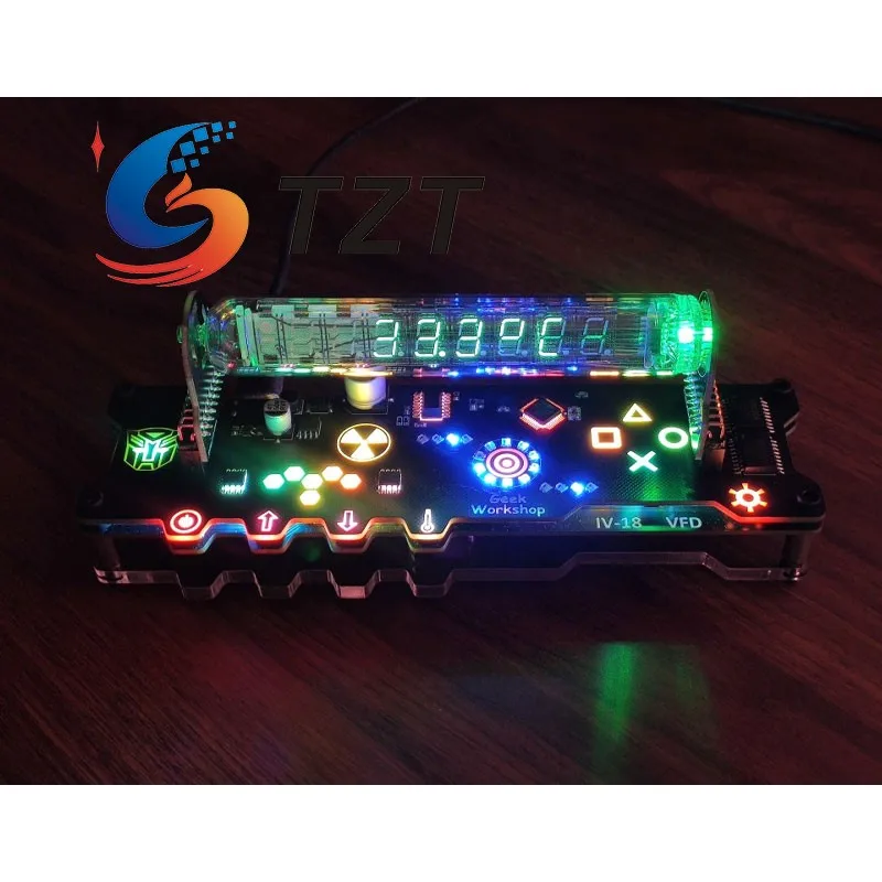 TZT Desktop IV-18 Clock VFD Clock in Cyberpunk Style Esports Room Creative Decoration Gift for Boyfriend