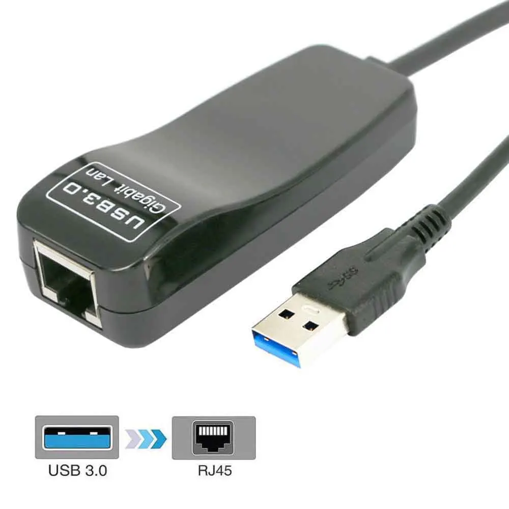 USB 3.0 to 10/100/1000 Gigabit RJ45 Ethernet LAN Network Adapter Network Card For Plug and Play USB Ethernet PC Laptop