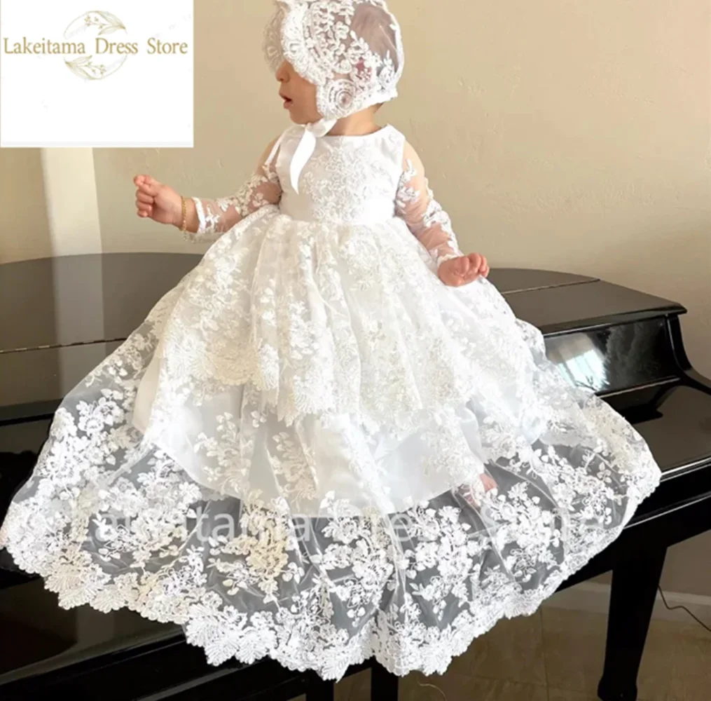 Fairy Baby Girl Christening Dress For Baptism Wedding Kids Girl Party Wear Dresses Infant Princess 1 Year Birthday Dress