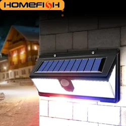 HOMEFISH 190-LED Solar Motion Sensor Wall Light Outdoor IP65 Waterproof 4-Mode Solar Garden Decoration Lamp for Yard Door Patio