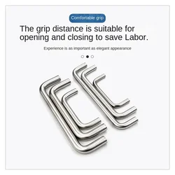 Solid Stainless Steel U-shaped Italian Minimalist Door Handle Wardrobe Door Shoe Cabinet Kitchen Drawer Silver Long Strip Handle