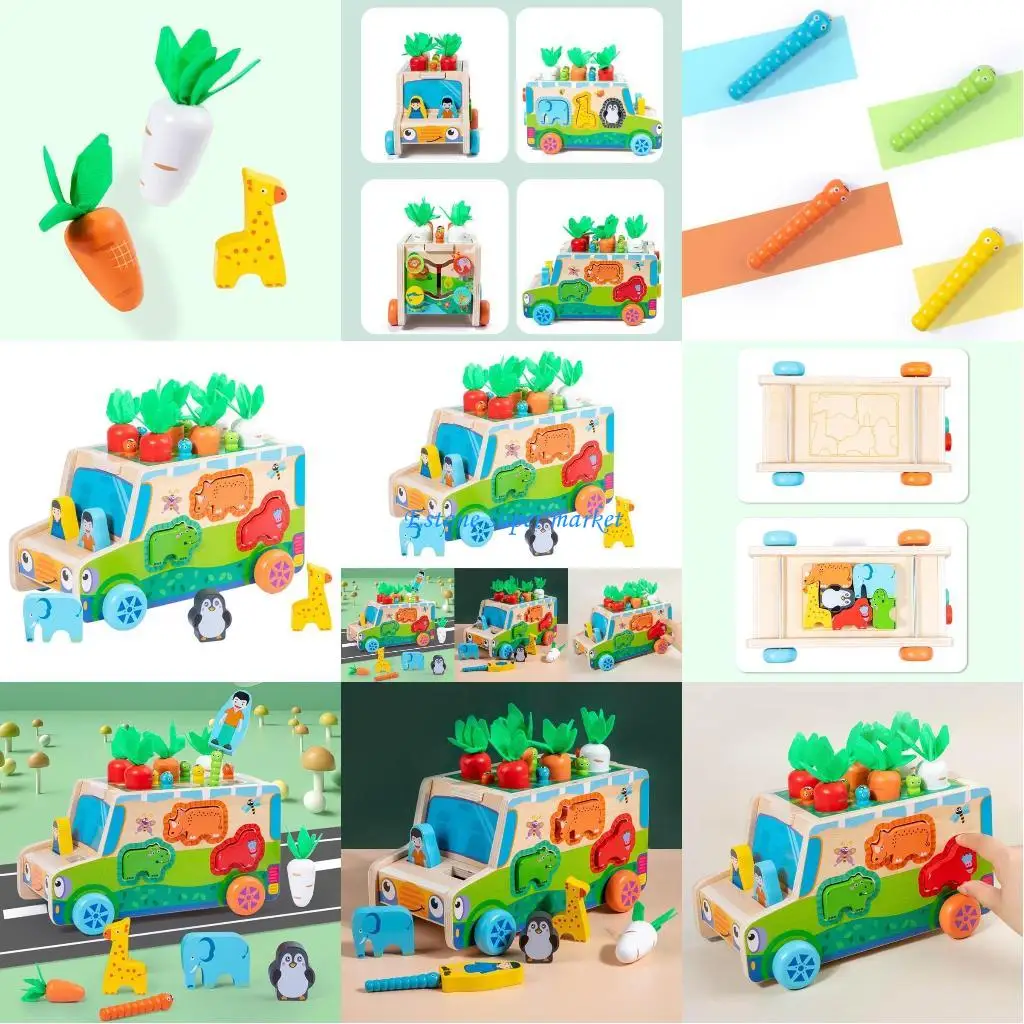 

090B Children Early Educational Appliance Novelty Pull Carrots Insect Game Toy