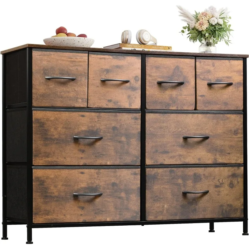 Dresser for Bedroom with 8 Drawers, Wide Fabric Dresser for Storage and Organization, Bedroom Dresser