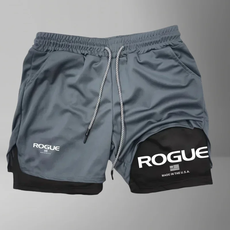 

Rogue Gyms мужские шорты для фитнеса 2 в 1, двухэтажная компрессионная летняя спортивная одежда, мужской спортивный костюм, шорты для бега