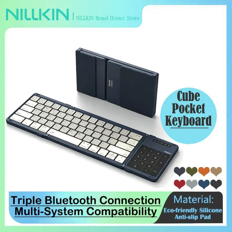 NILLKIN Cube Pocket Keyboard 3-Fold Portable Bluetooth Keyboard Touchpad Compatible All Systems Multi-Device