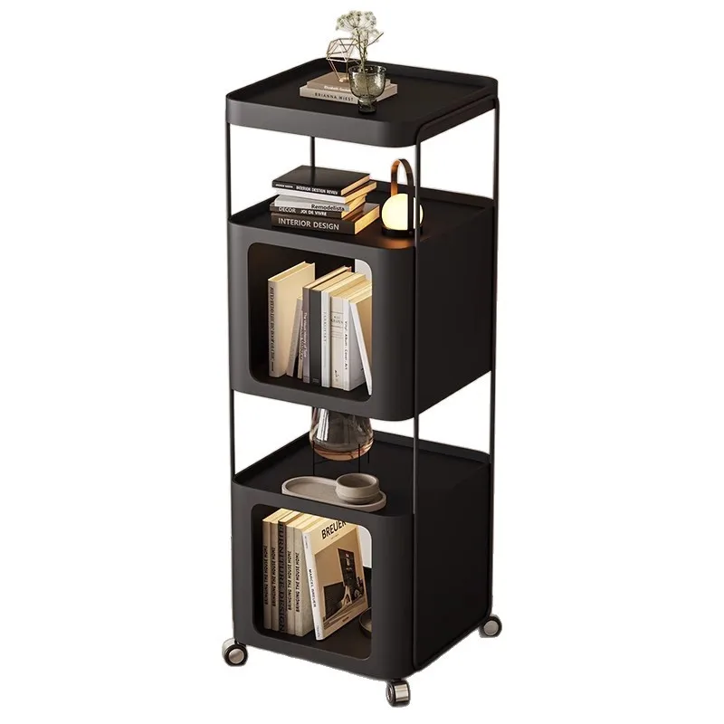 

A few trolleys on the side of the sofa, living room, household small apartment, side cabinet, and simple bookcase.